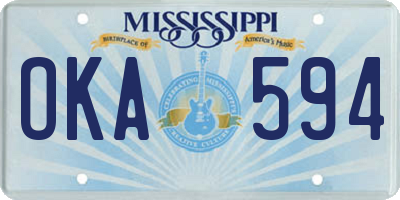 MS license plate OKA594