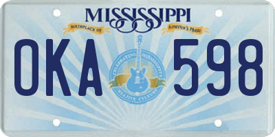 MS license plate OKA598