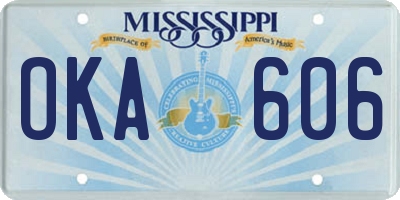 MS license plate OKA606