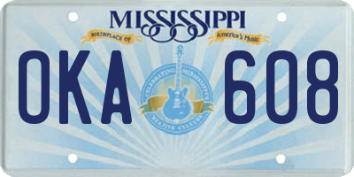 MS license plate OKA608