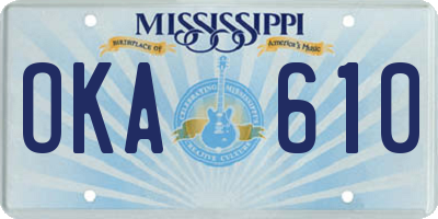 MS license plate OKA610