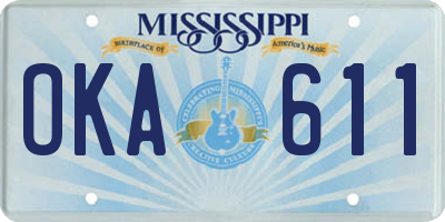 MS license plate OKA611