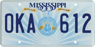 MS license plate OKA612