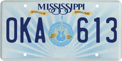 MS license plate OKA613