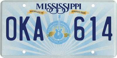 MS license plate OKA614