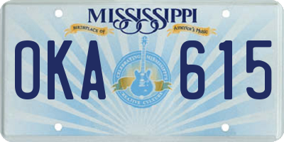 MS license plate OKA615