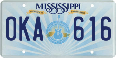 MS license plate OKA616