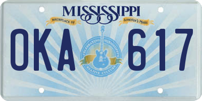 MS license plate OKA617