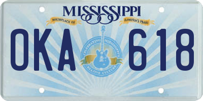 MS license plate OKA618
