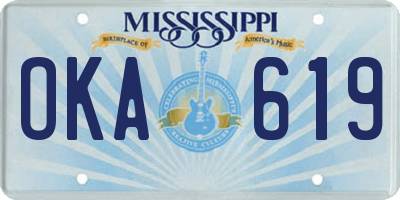 MS license plate OKA619