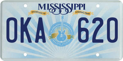 MS license plate OKA620