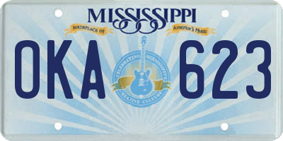 MS license plate OKA623