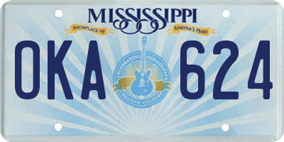 MS license plate OKA624