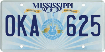 MS license plate OKA625