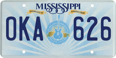 MS license plate OKA626