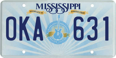 MS license plate OKA631