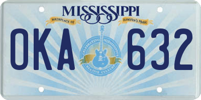MS license plate OKA632
