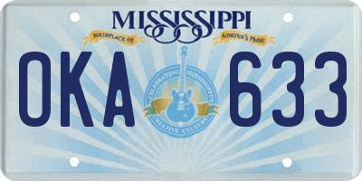 MS license plate OKA633