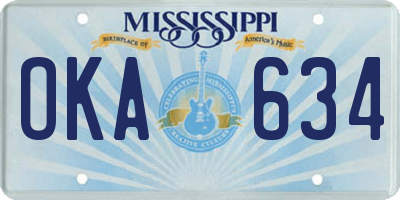 MS license plate OKA634