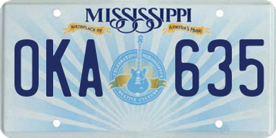 MS license plate OKA635