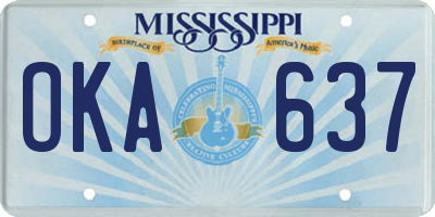 MS license plate OKA637