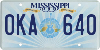 MS license plate OKA640
