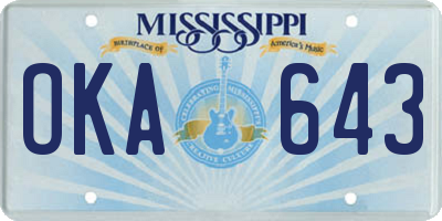 MS license plate OKA643