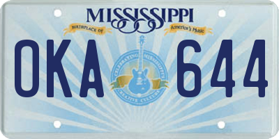 MS license plate OKA644
