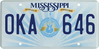 MS license plate OKA646