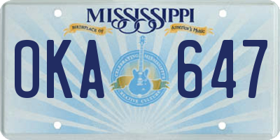 MS license plate OKA647