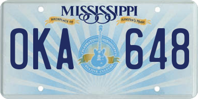 MS license plate OKA648