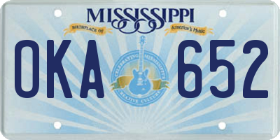 MS license plate OKA652