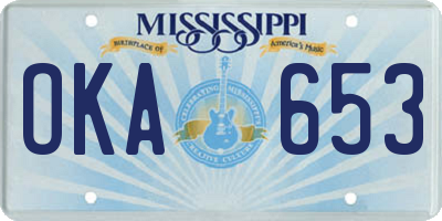 MS license plate OKA653