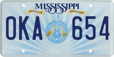 MS license plate OKA654