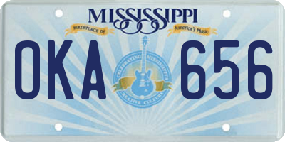 MS license plate OKA656