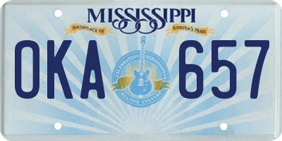 MS license plate OKA657