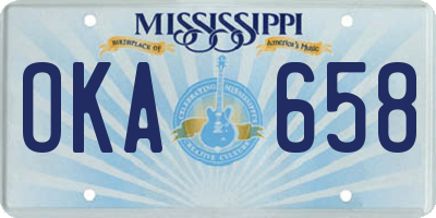 MS license plate OKA658