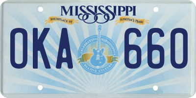 MS license plate OKA660