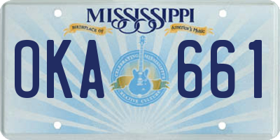 MS license plate OKA661