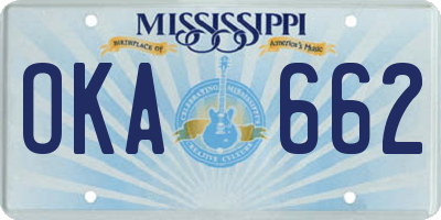 MS license plate OKA662