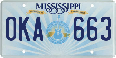 MS license plate OKA663