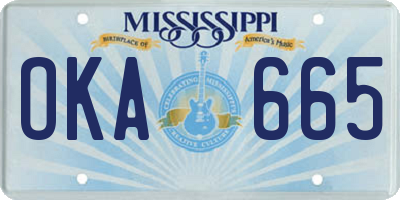 MS license plate OKA665