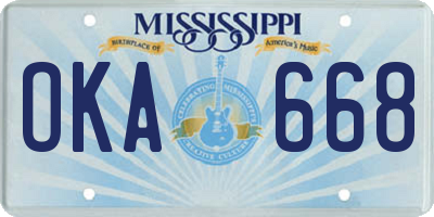 MS license plate OKA668