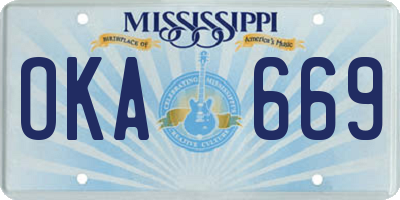 MS license plate OKA669