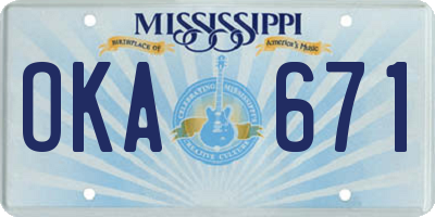 MS license plate OKA671