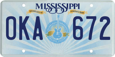 MS license plate OKA672