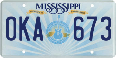 MS license plate OKA673