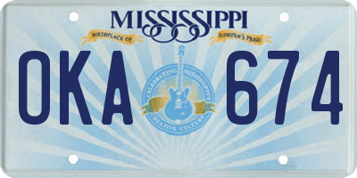 MS license plate OKA674