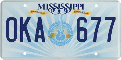 MS license plate OKA677