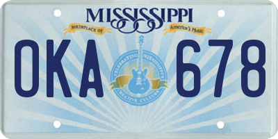 MS license plate OKA678